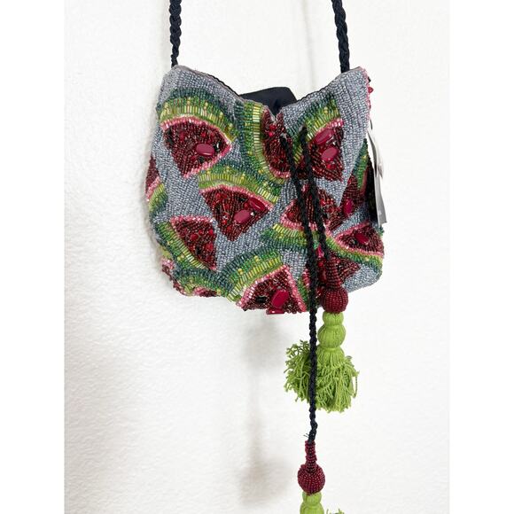 NWT Zara Hand Beaded Watermelon Bucket Bag 4348/204/202 Blogger Favorite - Picture 4 of 10